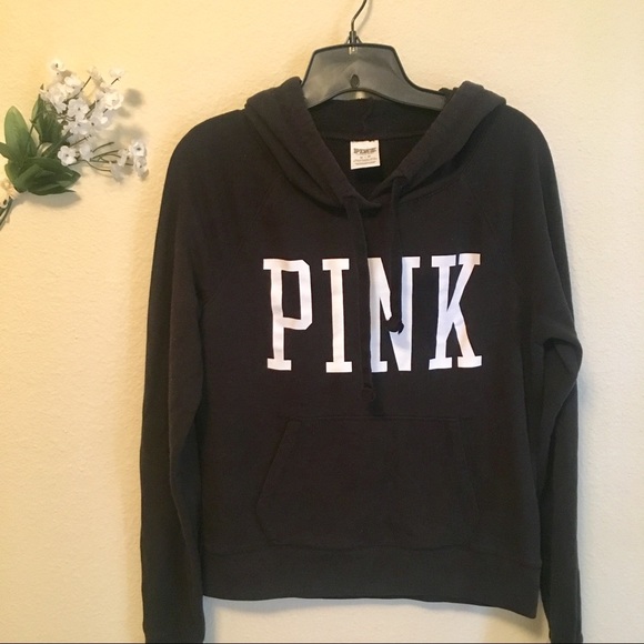 PINK Victoria's Secret Tops - Victoria's Secret PINK Black Hoodie Sweatshirt